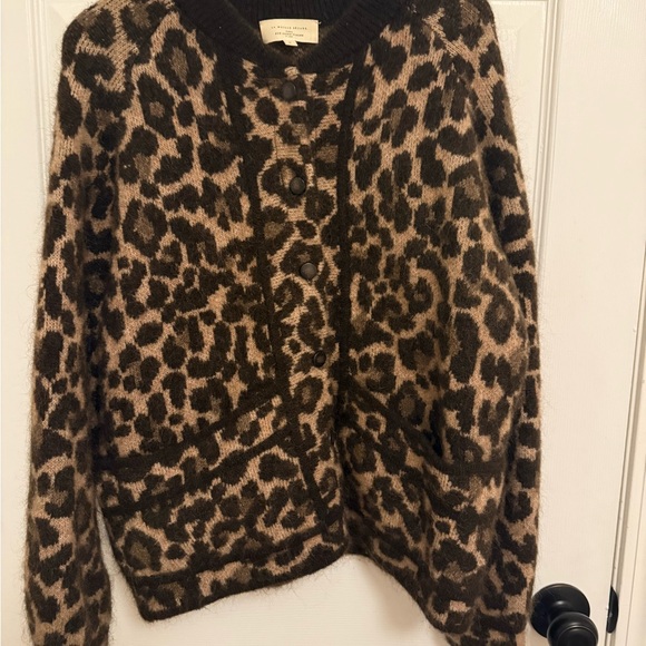 NWOT Sezane Noah Wool-Blend Cardigan in Leopard Animal Print Cardigan SZ S - Picture 5 of 10